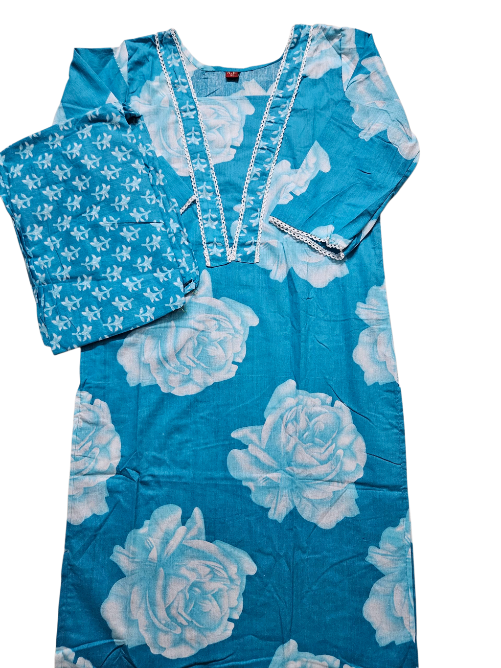 Blue Floral Kurta Set with pants