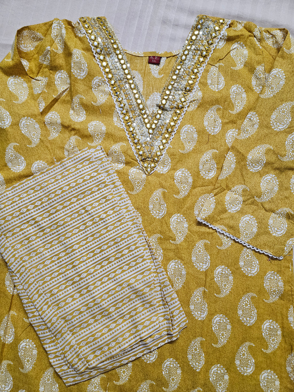 Mustard Yellow Paisley Kurta Set