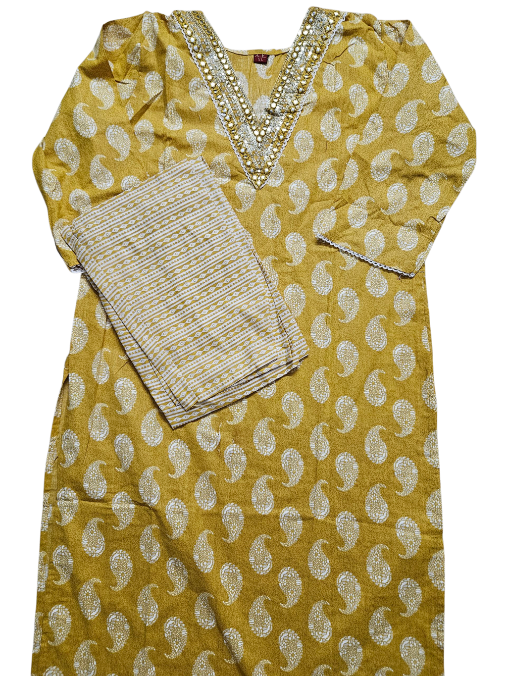 Mustard Yellow Paisley Kurta Set