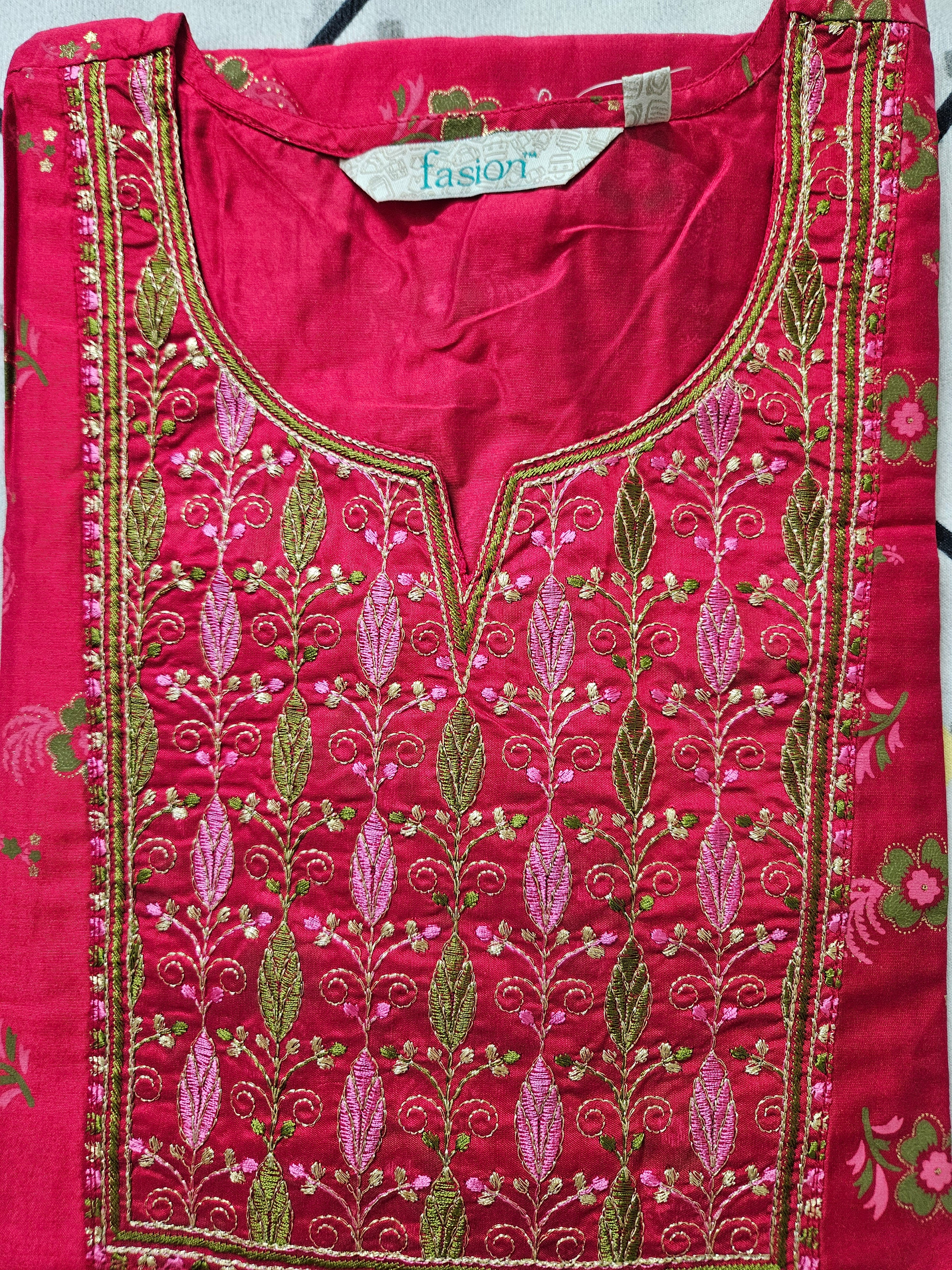 Stylish Red-pink Printed embroidered Kurti for Women