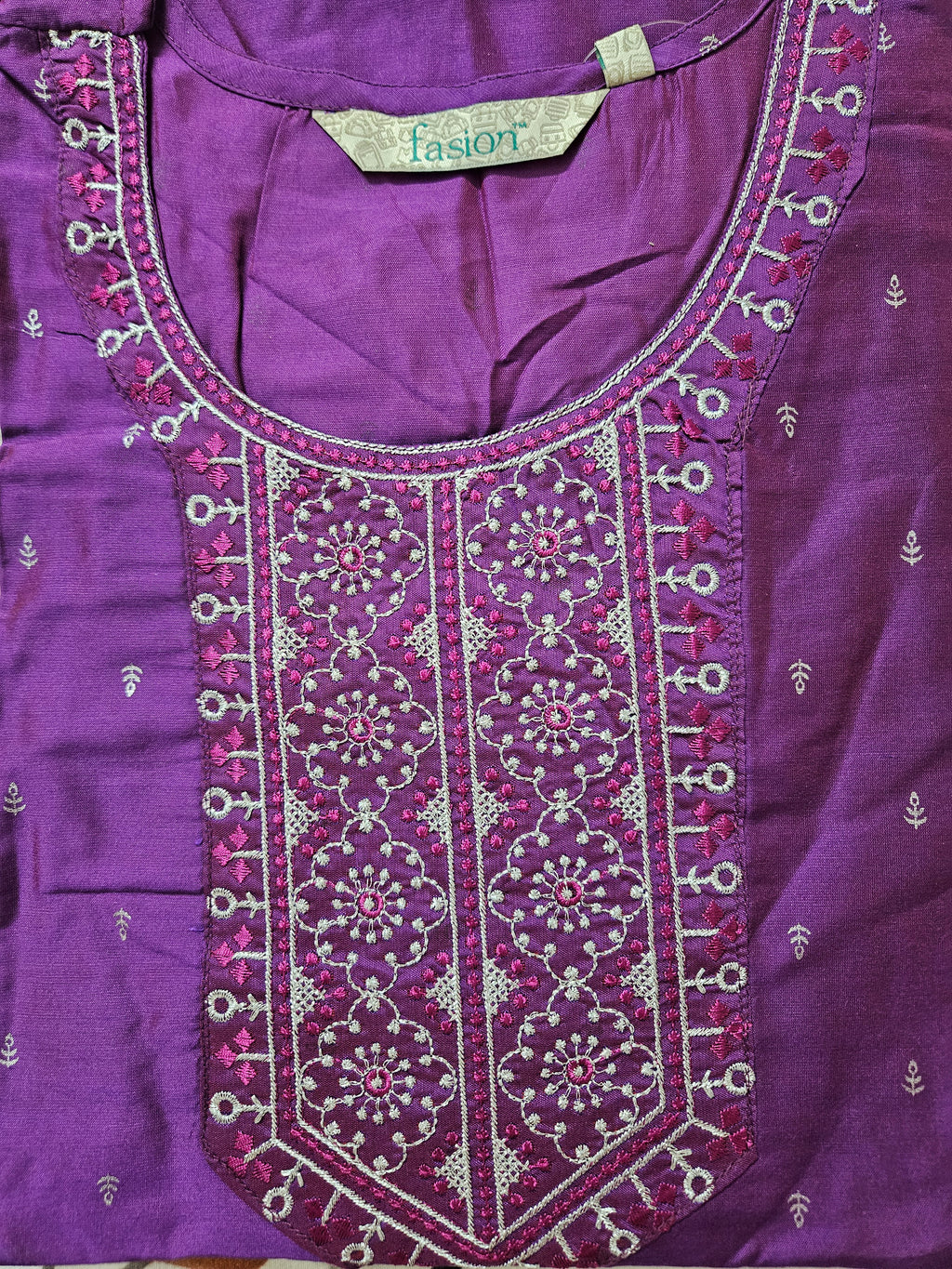 Purple Embroidered Kurta, Indian Ethnic Wear