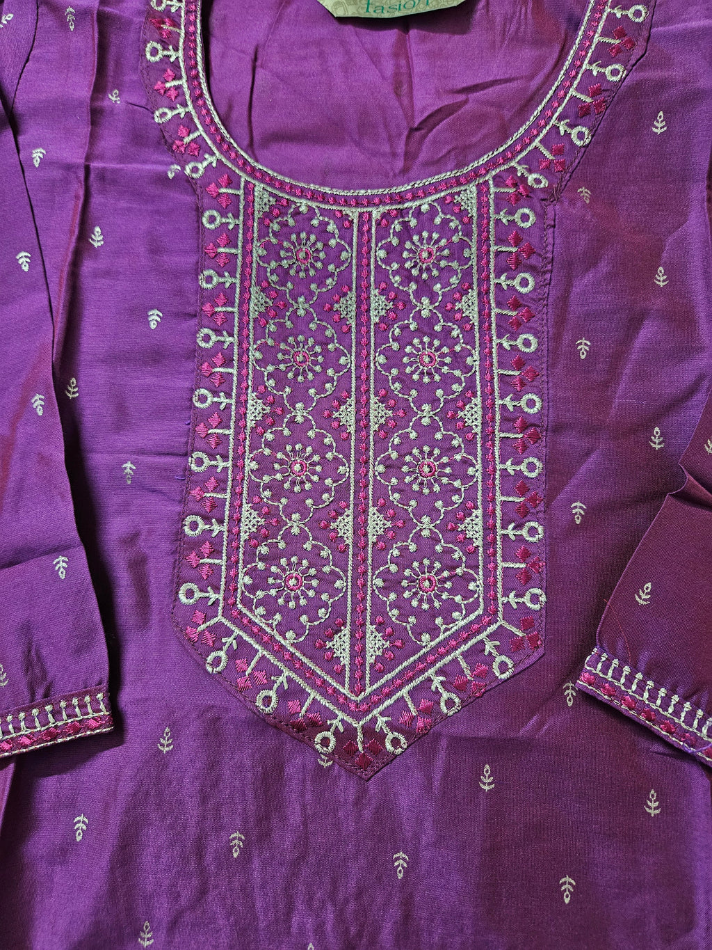 Purple Embroidered Kurta, Indian Ethnic Wear