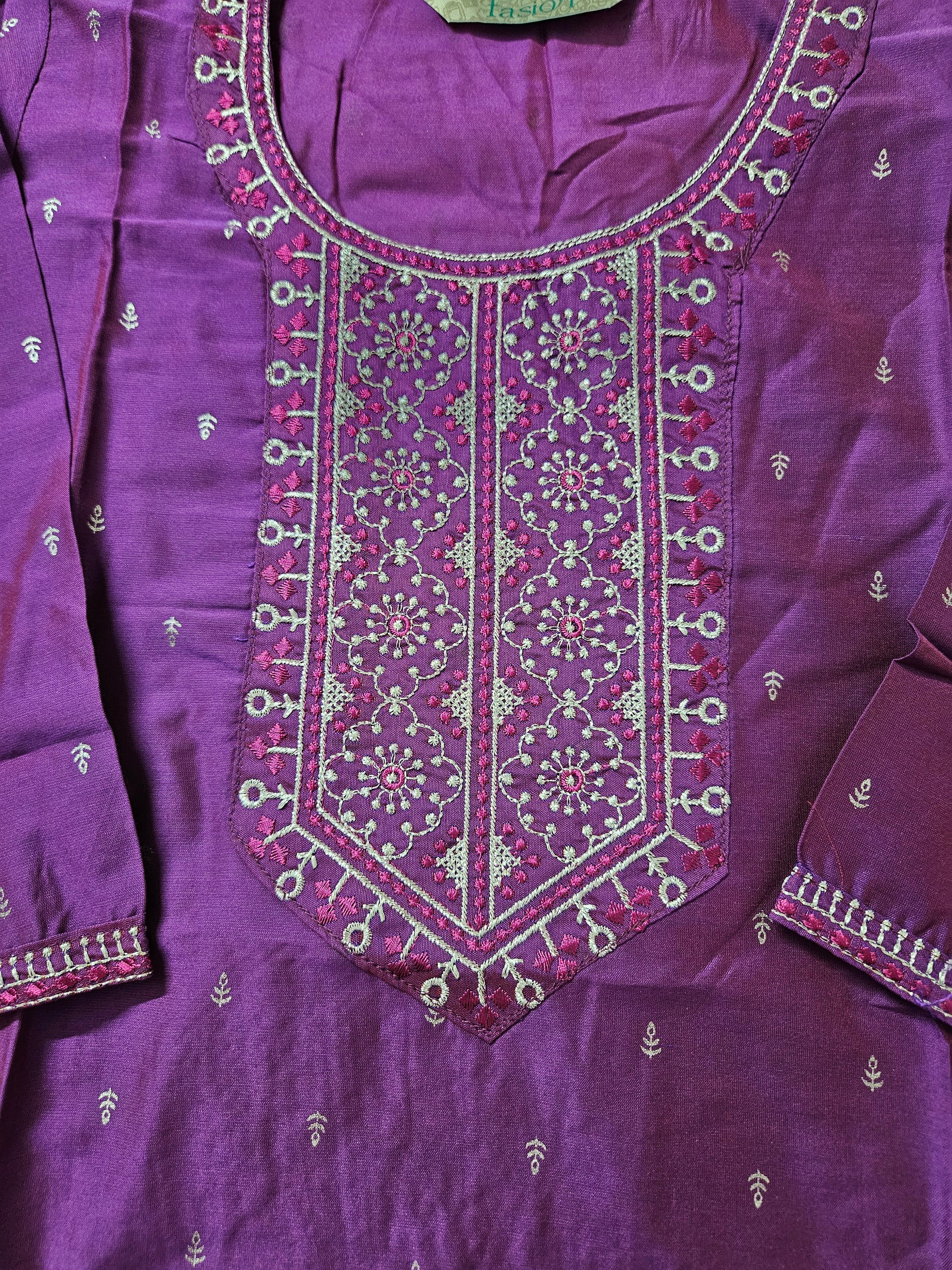 Purple Embroidered Kurta, Indian Ethnic Wear