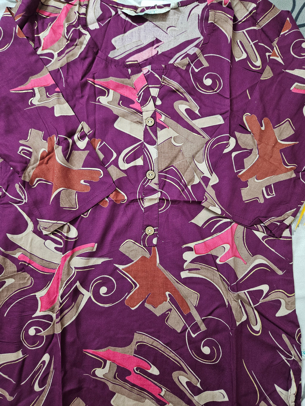 Abstract Print Purple Rayon Kurta – Casual Ethnic Wear