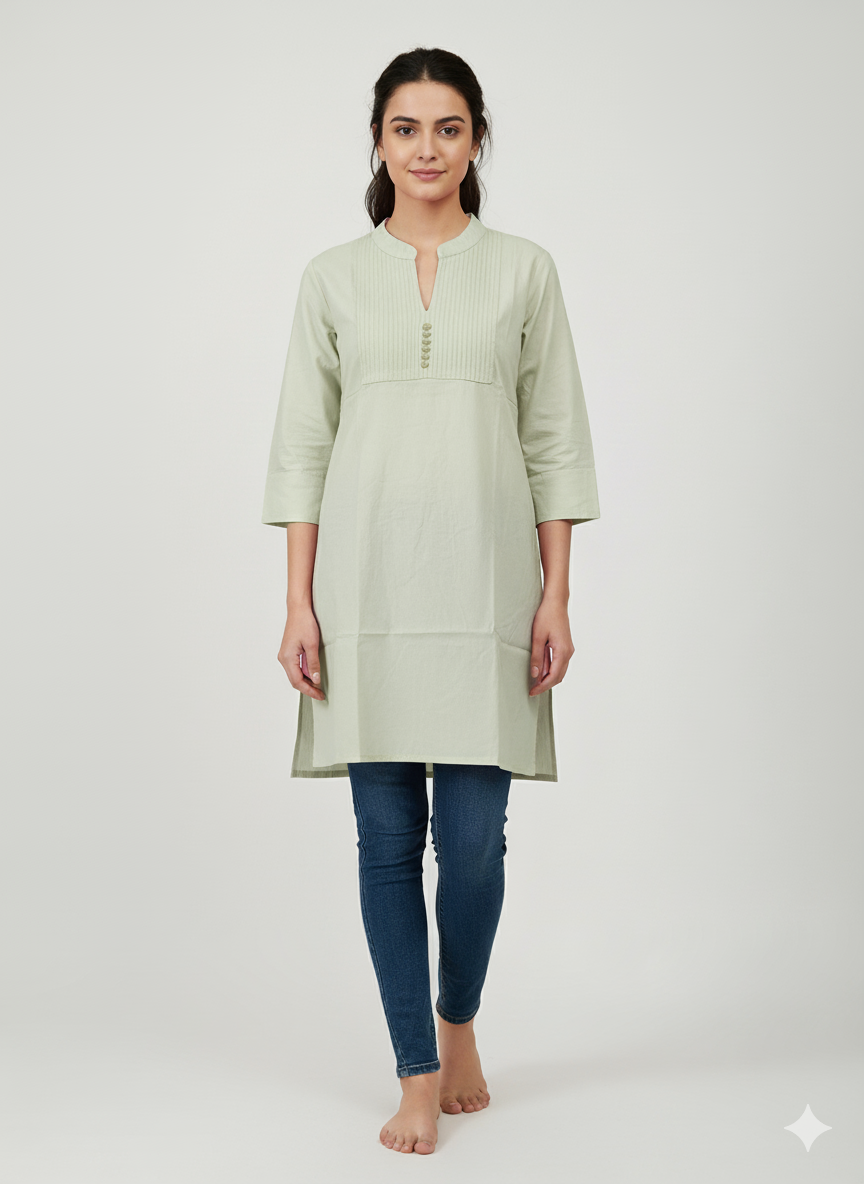 Chic Pleated soft Cotton Kurta-tunic