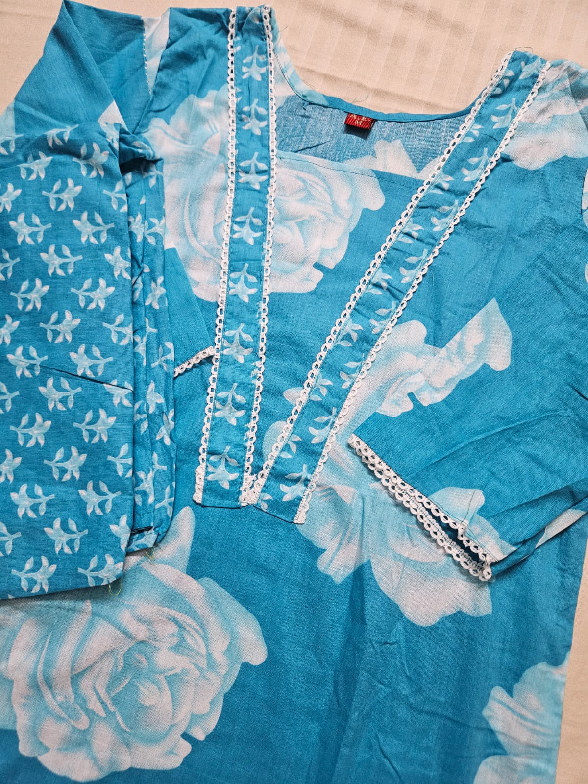 Blue Floral Kurta Set with pants