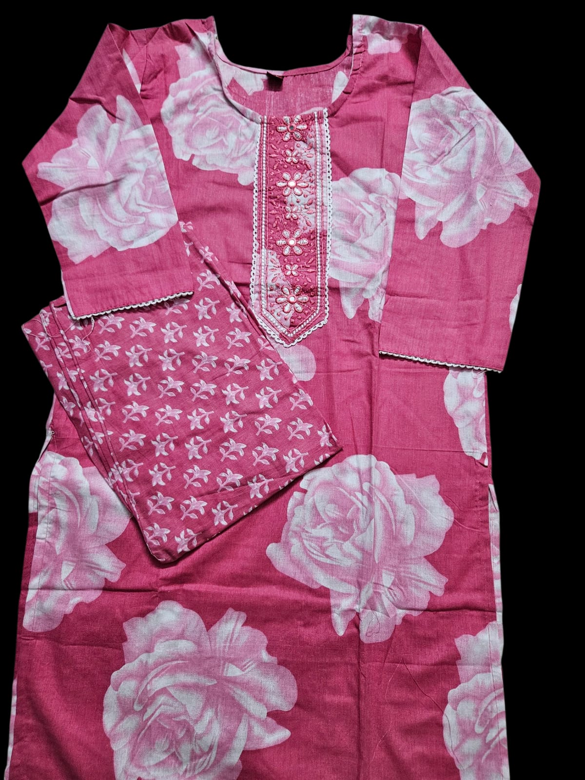 Pink Floral Kurta Set